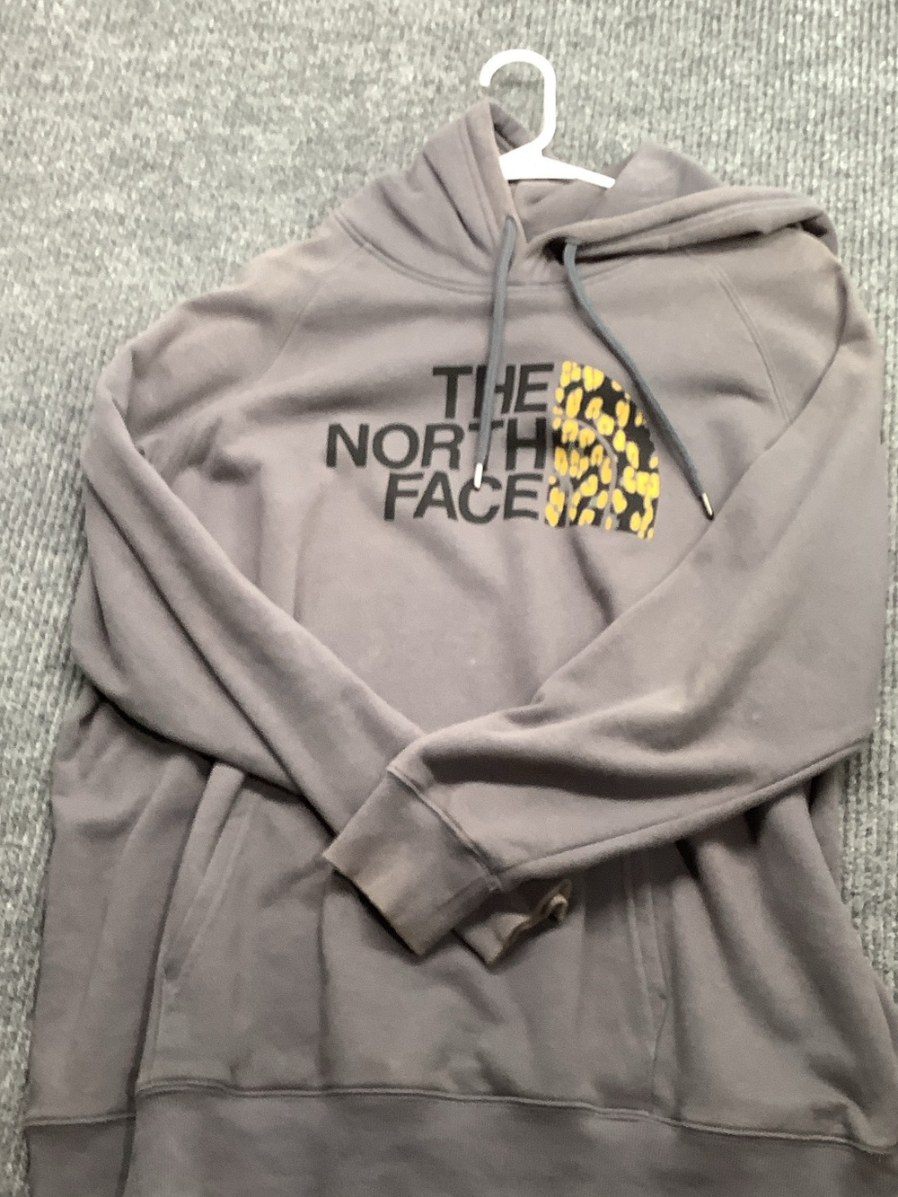 The North Face Men's Gray Crewneck Hoodie with Yellow Accent - Picture 1 of 4